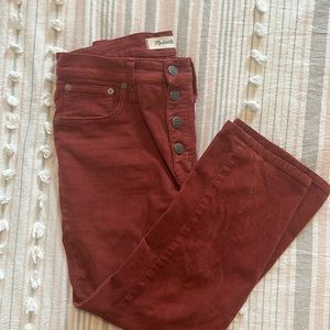 MADEWELL Red corduroy kick flare pants PETITE